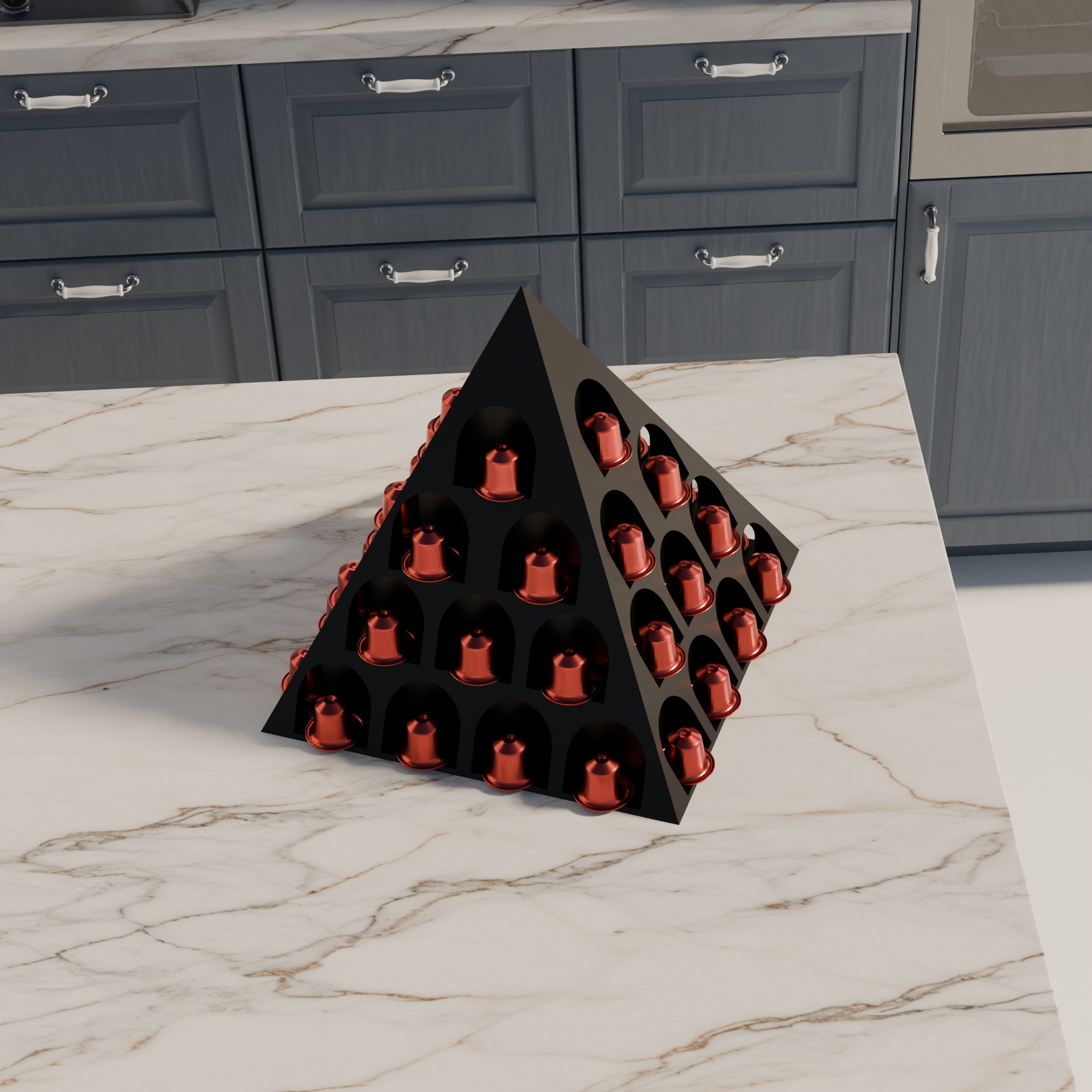 Fiastra Pyramid Nespresso Capsule Organizer - Black - pyramid zwart sfeerbeeld keuken 2