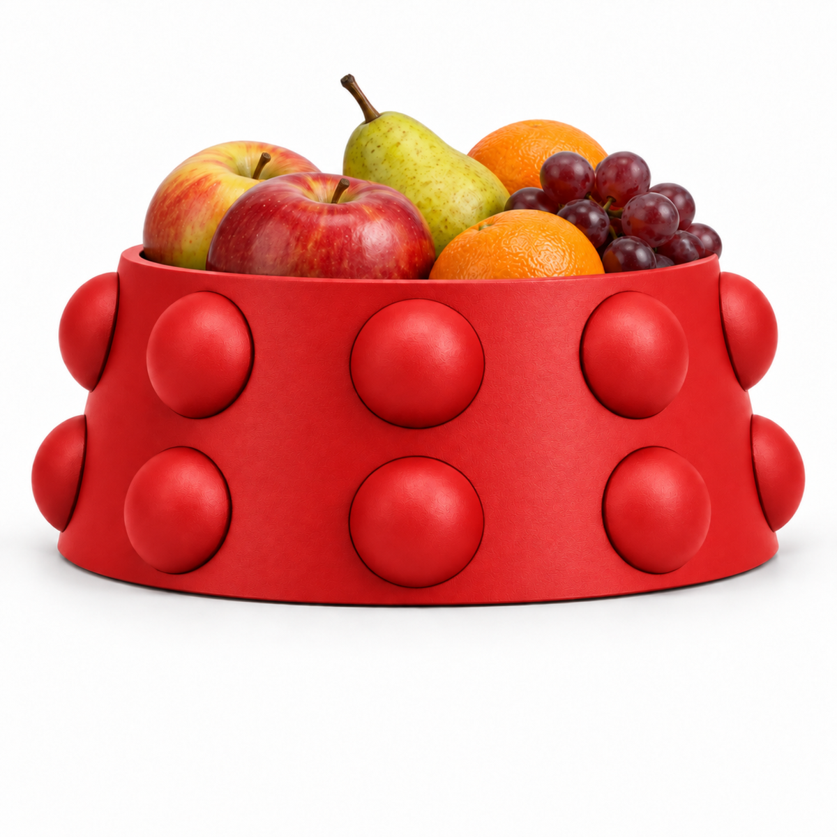 Conerelle Fruit Bowl – red front with fruit conerelle fruit bowl