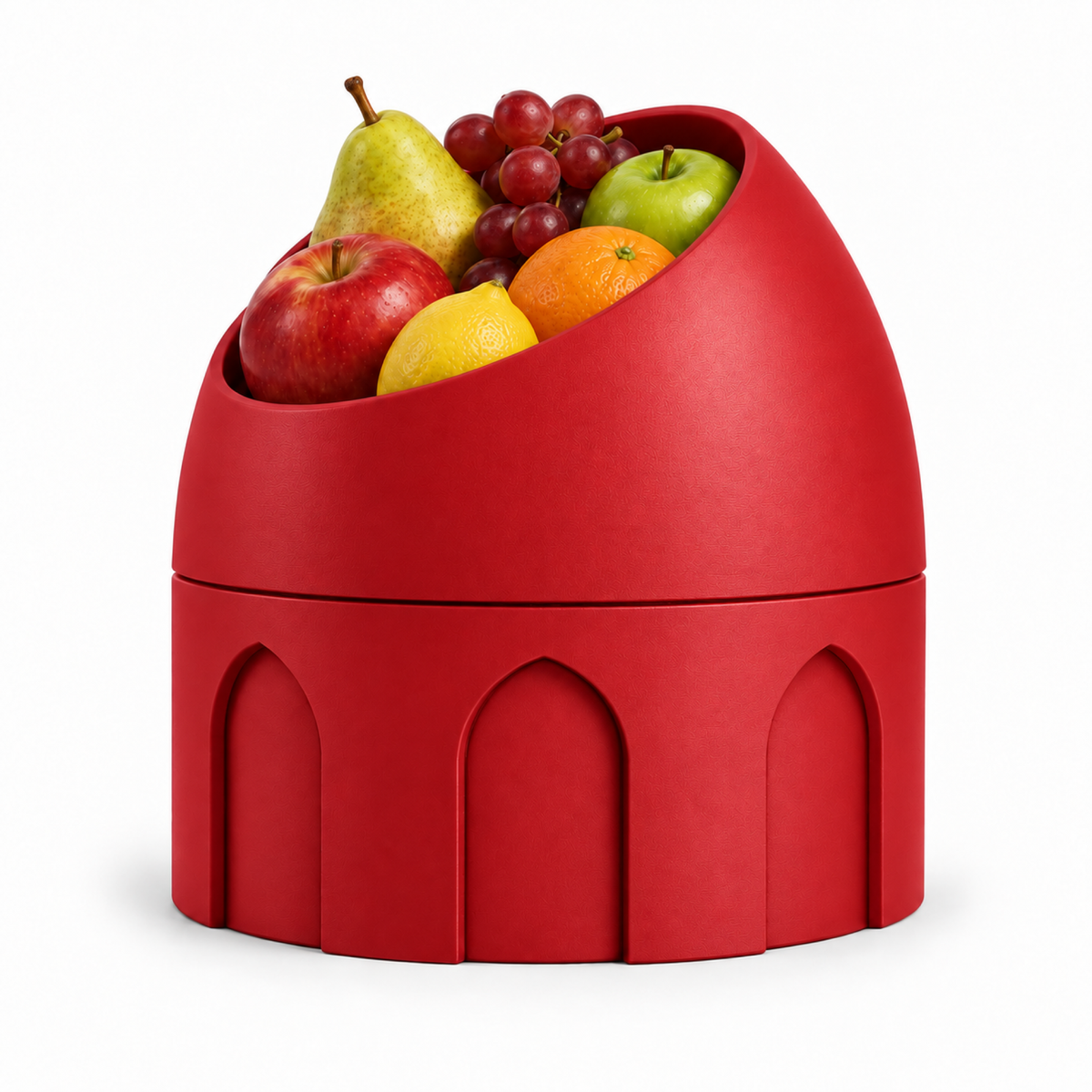 Cupola Fruit Bowl – red front with fruit cupola fruit bowl