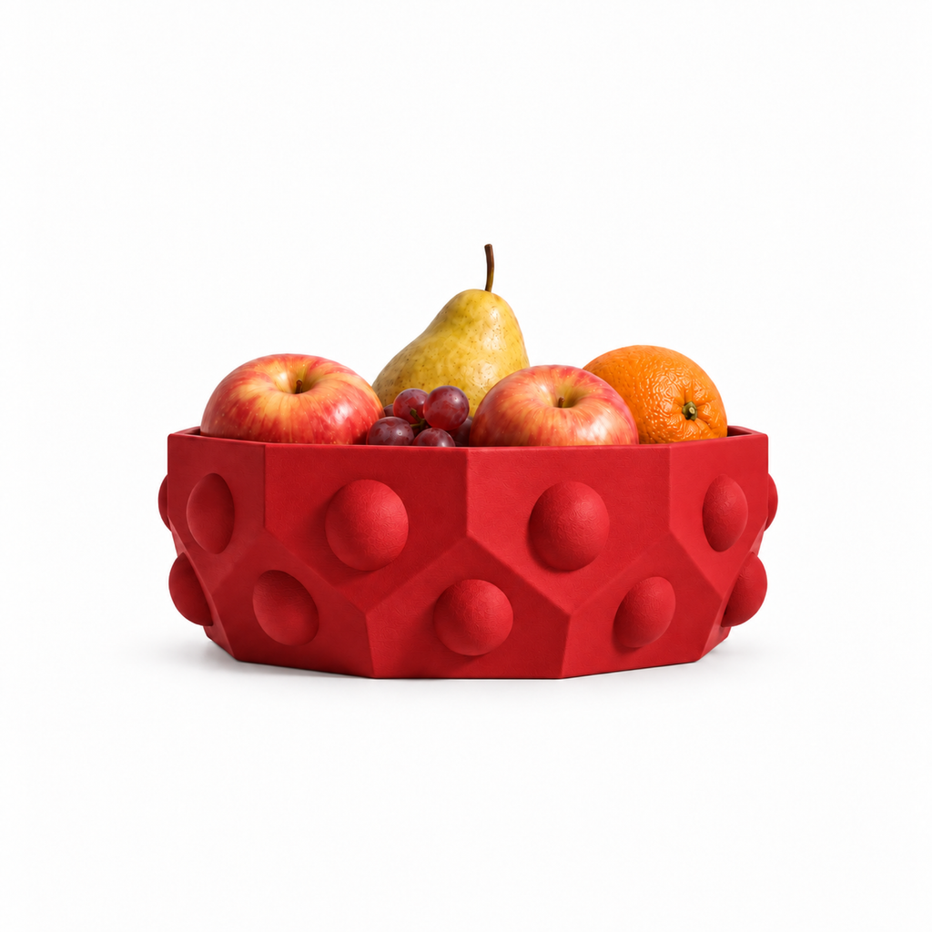Numana Fruit Bowl – Red front with fruit