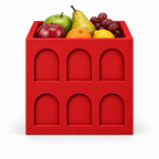 Square Colosseum Fruit Bowl – red front with fruit square colosseum fruit bowl