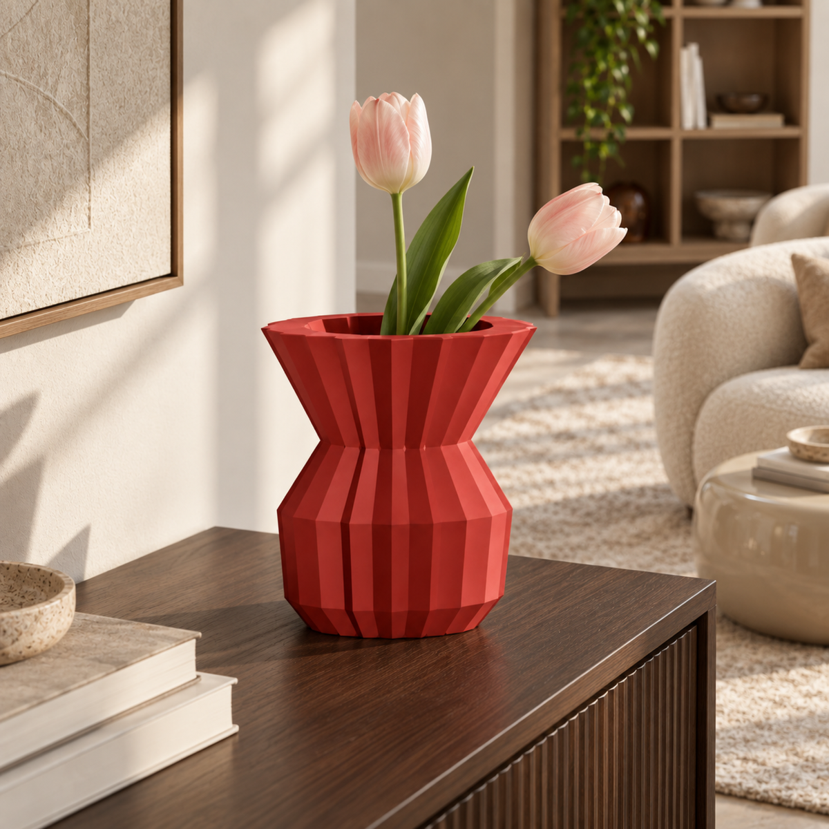 Ostivara Vase Medium – red lifestyle beige living room ostivara vase