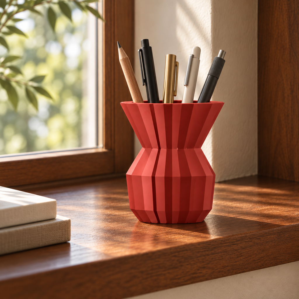 Ostivara Pen Holder – red lifestyle sunlit windowsill ostivara pen holder