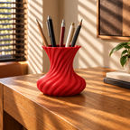 Molisara Pen Holder – red lifestyle sunlit workbench molisara pen holder