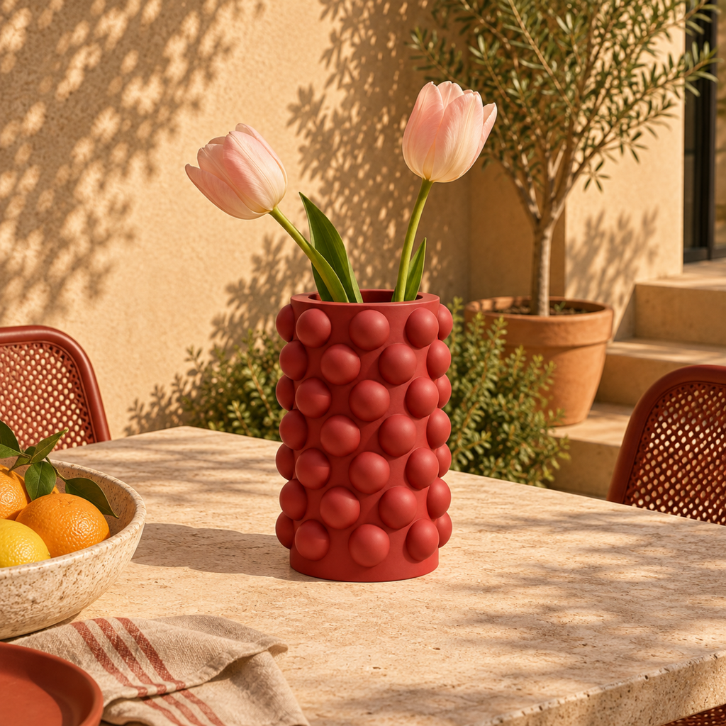 Numarelle Vase Medium – red lifestyle warm terrace numarelle vase