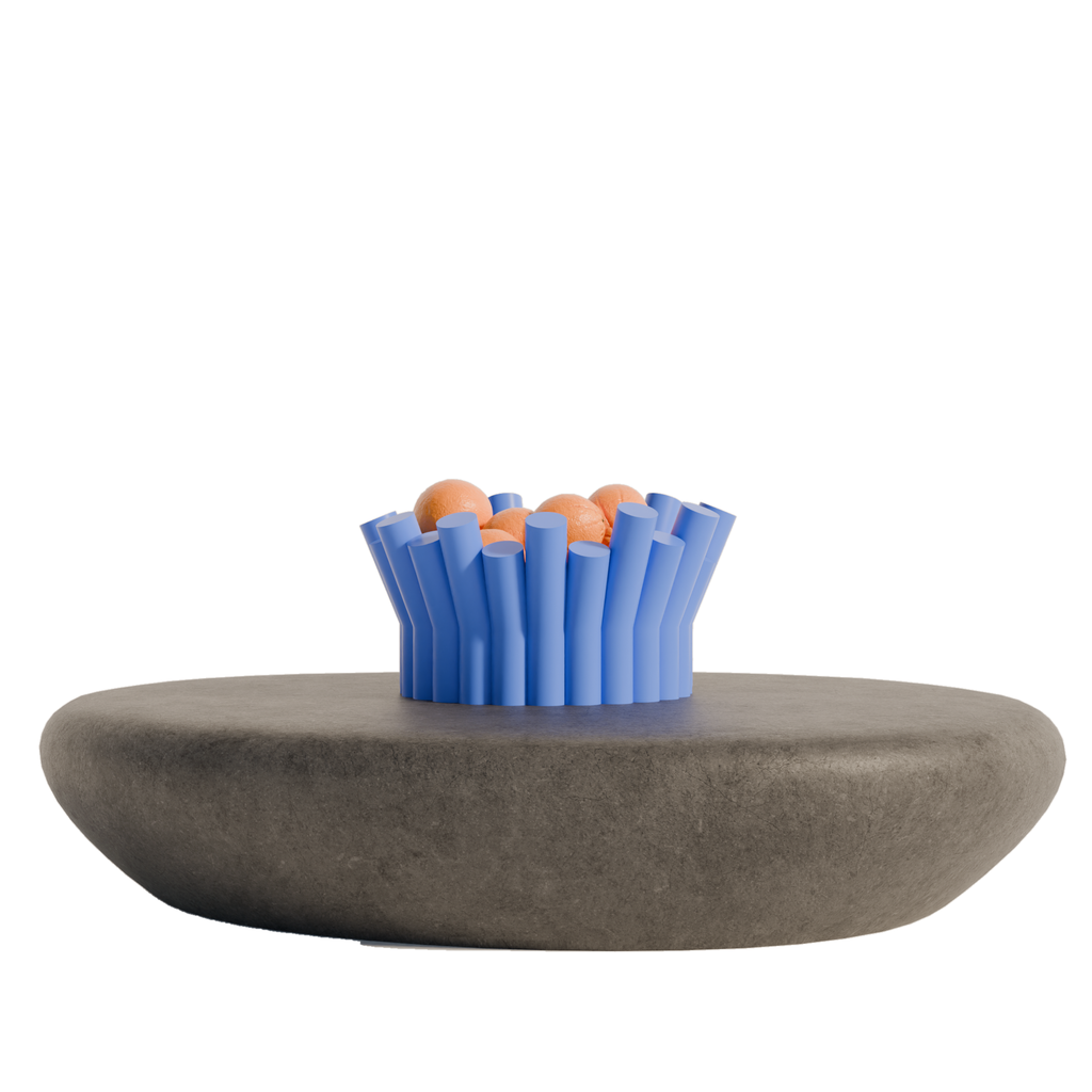 Fiastra Rivolo Fruit Bowl - Blue - rivolo fruitschaal blauw sfeerbeeld sokkel 1