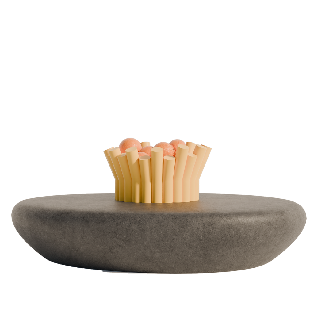 Fiastra Rivolo Fruit Bowl - Yellow - rivolo fruitschaal geel sfeerbeeld sokkel 1