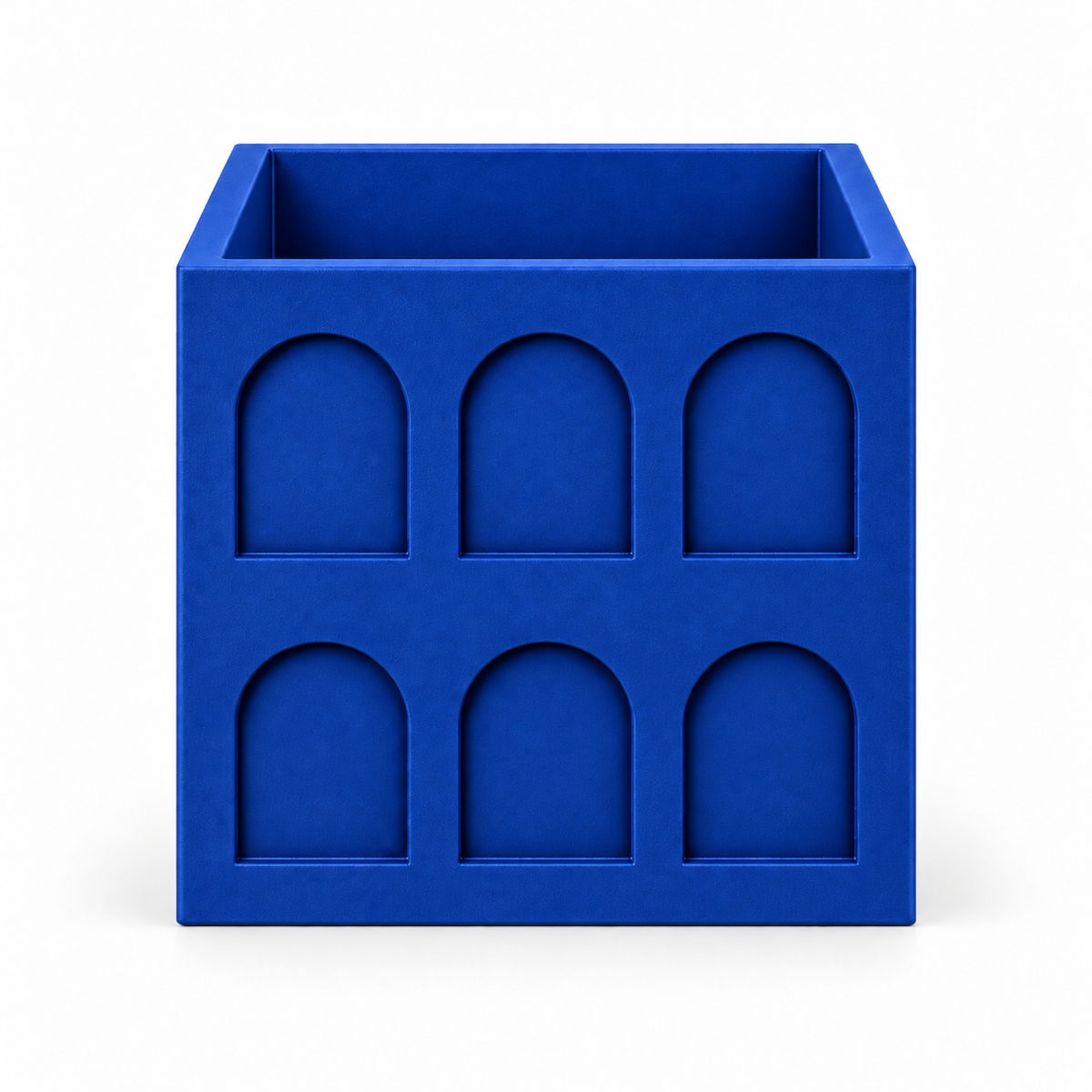 Square Colosseum Fruit Bowl – royal blue front empty square colosseum fruit bowl