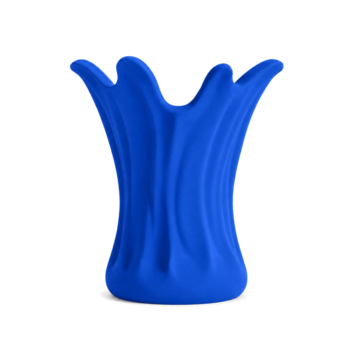 Ondara Sculptural Vase – royal blue front view ondara sculptural vase