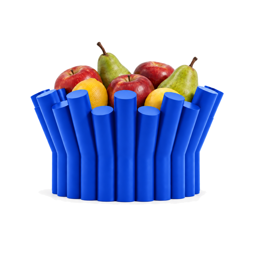 Fiastra Rivolo Fruit Bowl – royal blue front view with fruit fiastra rivolo fruit bowl