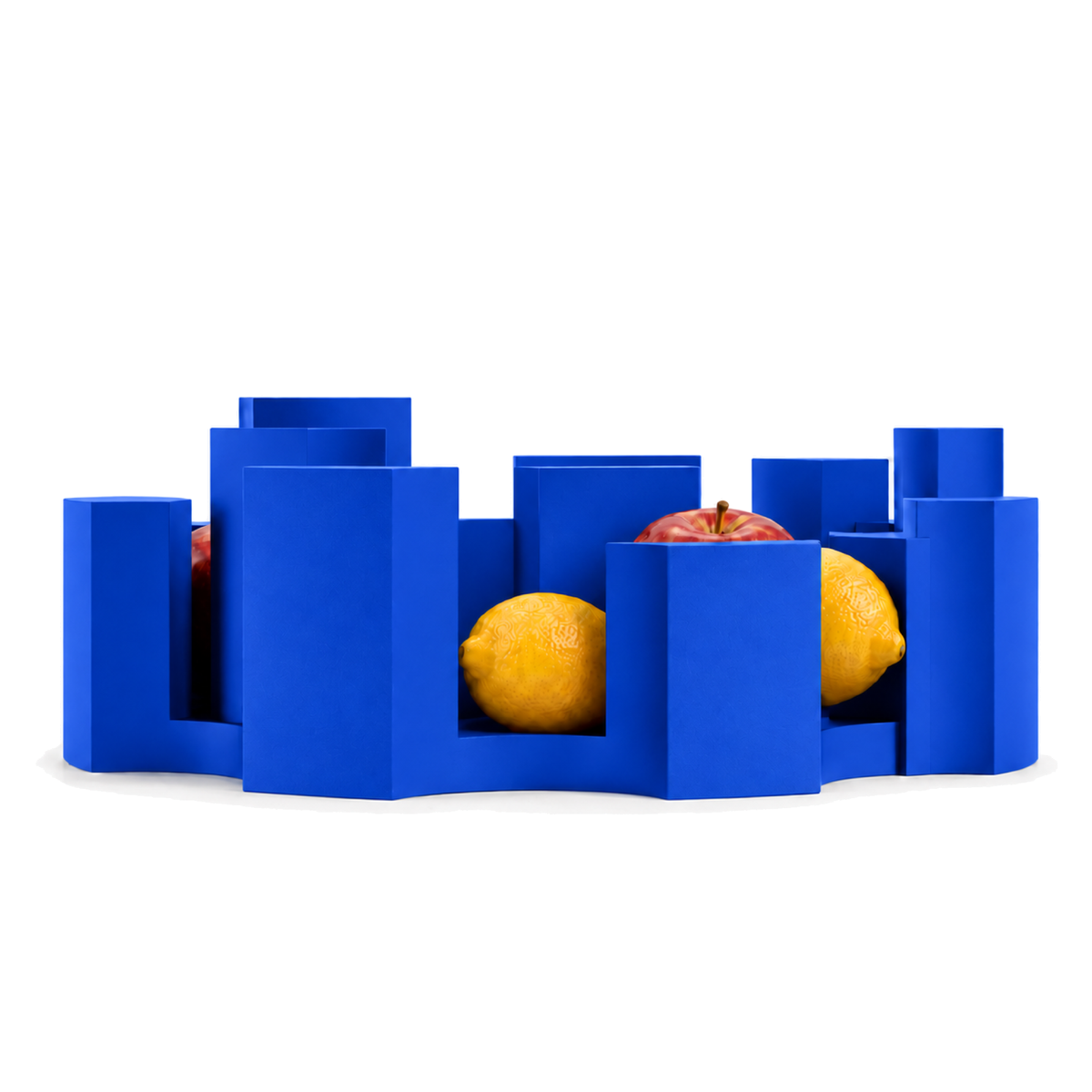 Fiastra Marova Fruit Bowl – royal blue front view with fruit marova fruit bowl