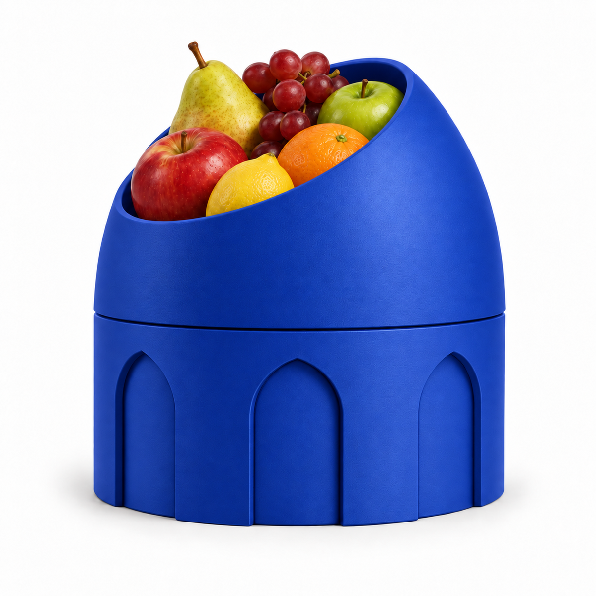 Cupola Fruit Bowl – royal blue front with fruit cupola fruit bowl