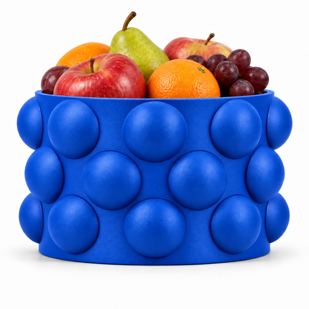 Numarelle Fruit Bowl – royal blue front with fruit numarelle fruit bowl