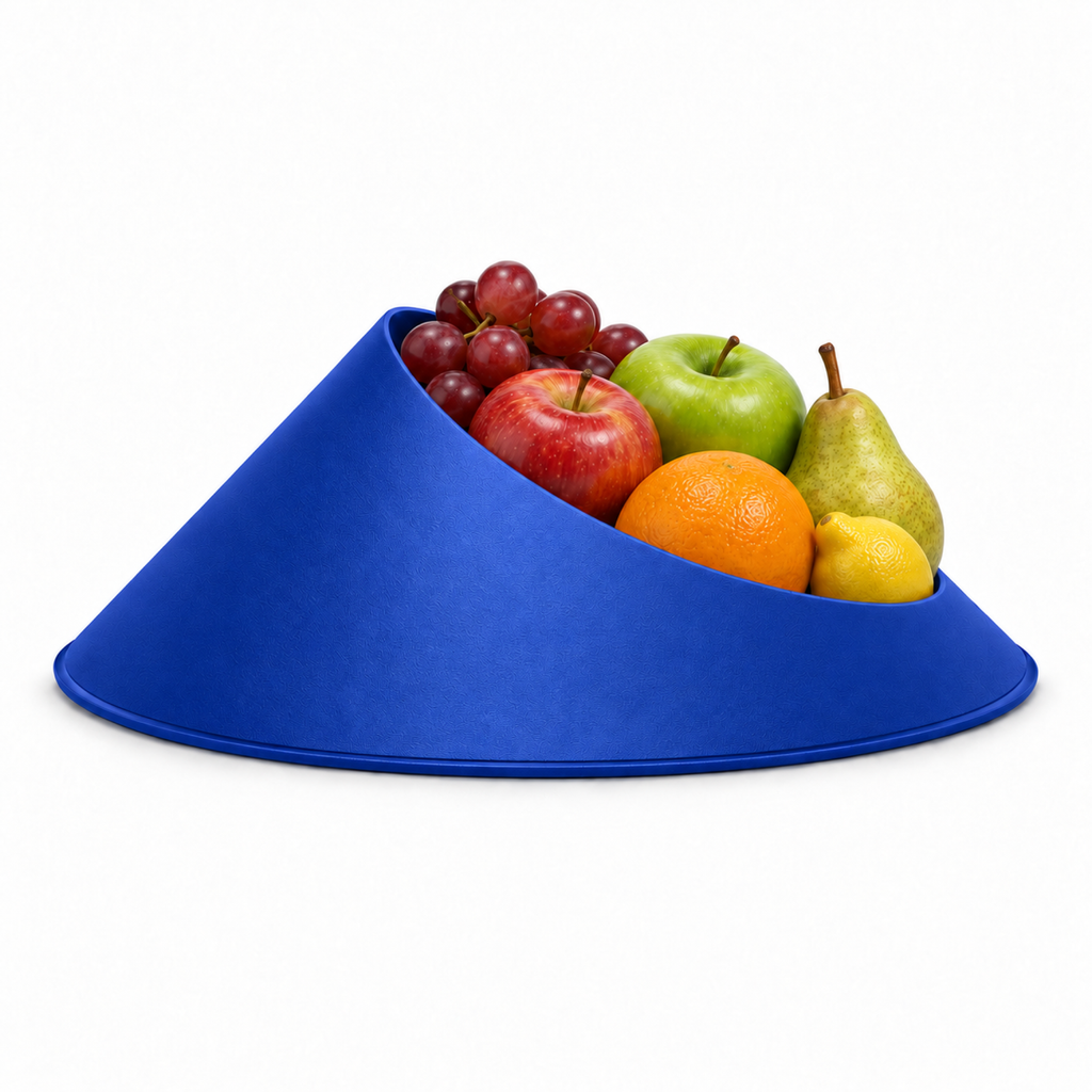 Vulcano Fruit Bowl – royal blue front with fruit vulcano fruit bowl