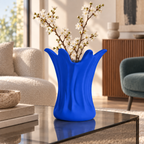 Ondara Sculptural Vase – royal blue lifestyle glass living room ondara sculptural vase