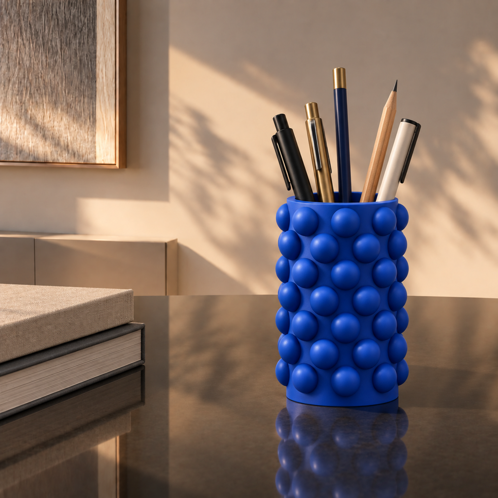 Numarelle Pen Holder – royal blue lifestyle italian console numarelle pen holder