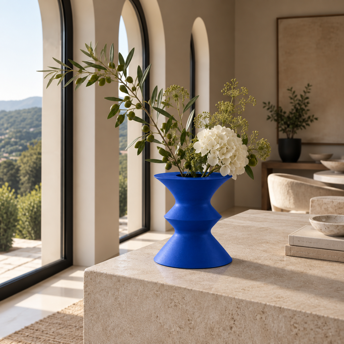 Valenora Vase Medium – royal blue lifestyle large windows valenora vase