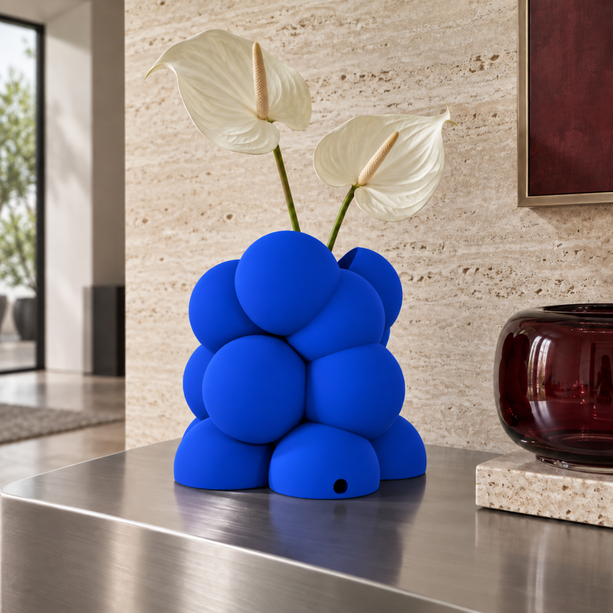 Bollare Sculptural Vase – royal blue lifestyle steel entry bollare sculptural vase