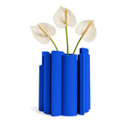 Marova Sculptural Vase – royal blue styled product view marova sculptural vase