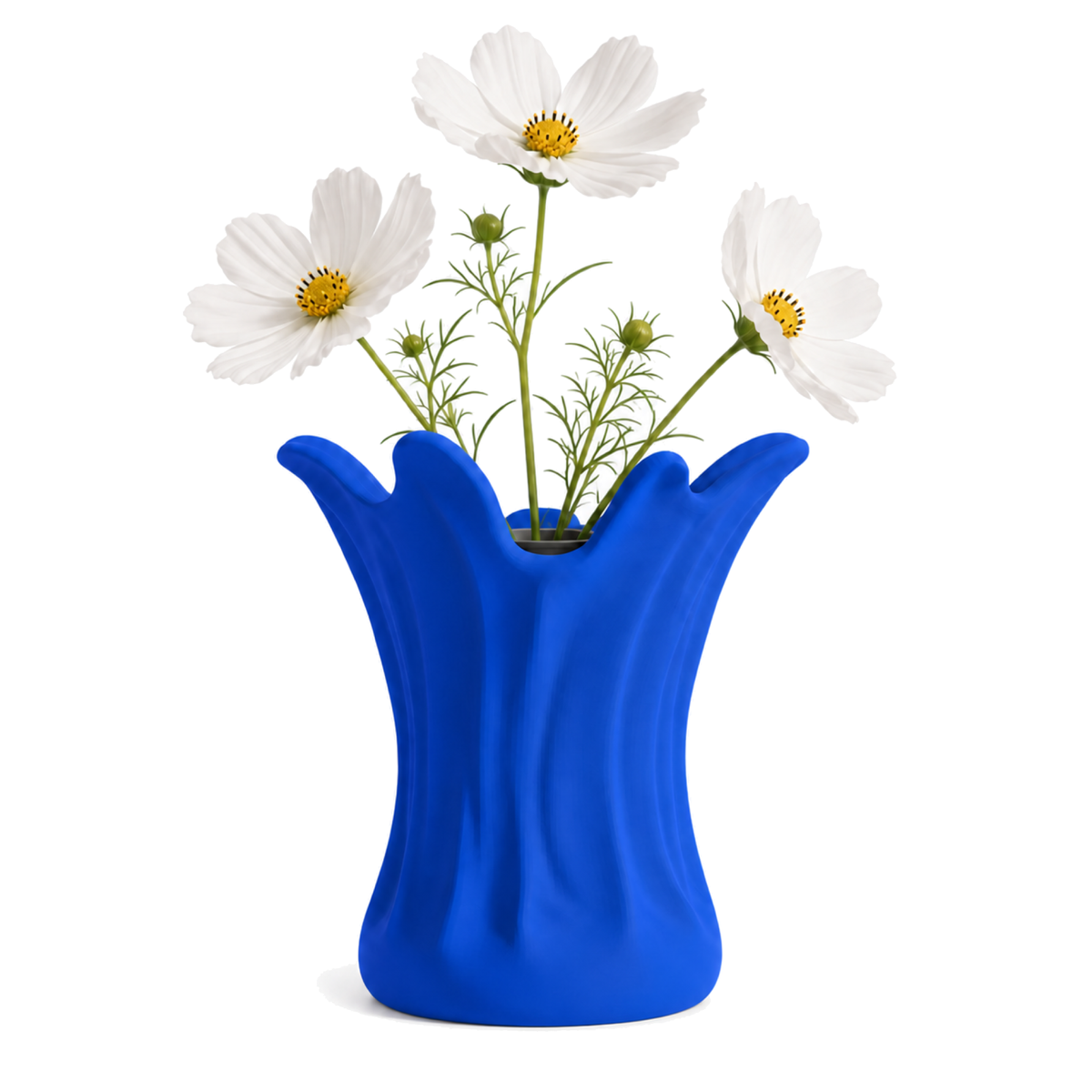Ondara Sculptural Vase – royal blue styled product view ondara sculptural vase