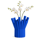 Rivolo Sculptural Vase – royal blue styled product view rivolo sculptural vase