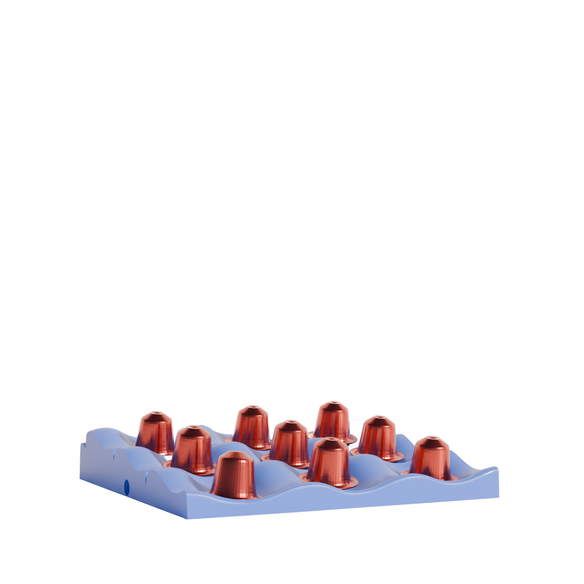 Fiastra Wavy Nespresso Capsule Organizer - Blue - wavy blauw gevuld vooraanzicht 1