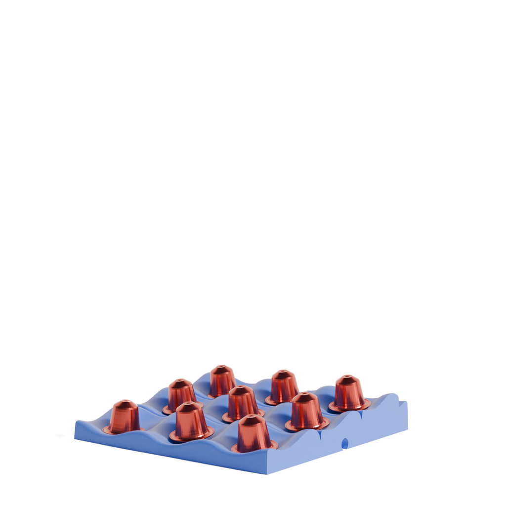 Fiastra Wavy Nespresso Capsule Organizer - Blue - wavy blauw gevuld zijaanzicht 1