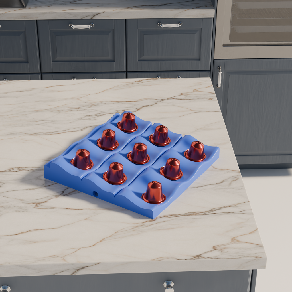 Fiastra Wavy Nespresso Capsule Organizer - Blue - wavy blauw sfeerbeeld keuken 2