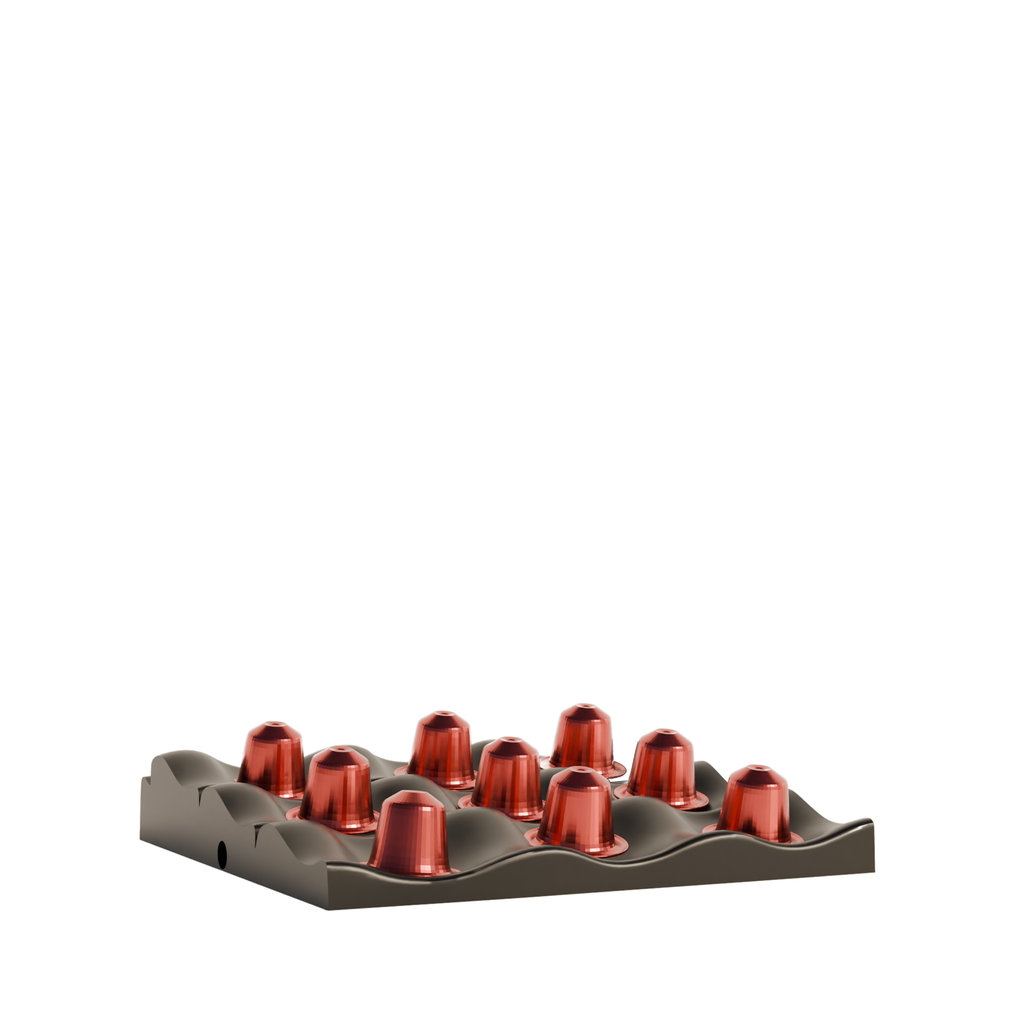Fiastra Wavy Nespresso Capsule Organizer - Black - wavy zwart gevuld vooraanzicht 1