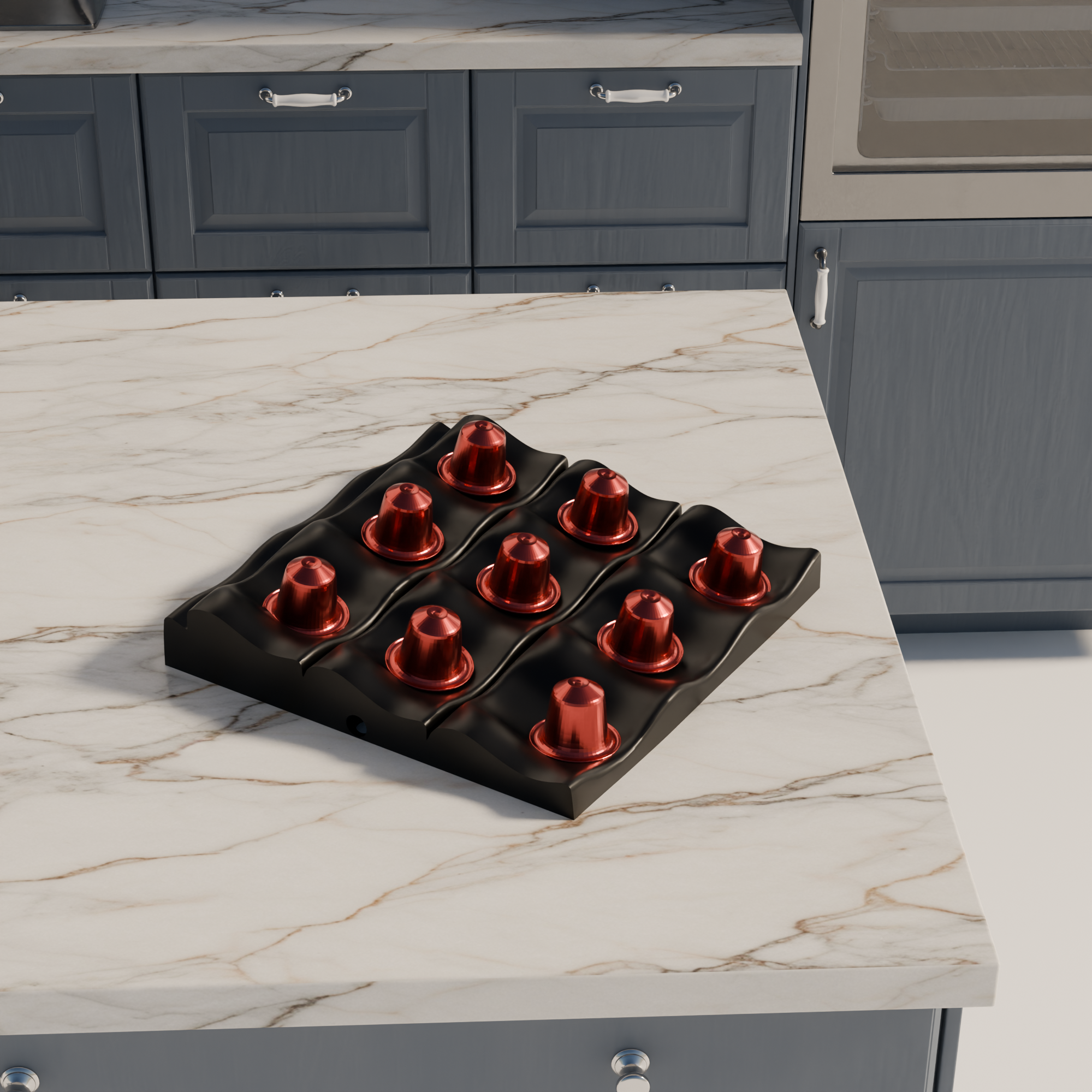 Fiastra Wavy Nespresso Capsule Organizer - Black - wavy zwart sfeerbeeld keuken 2