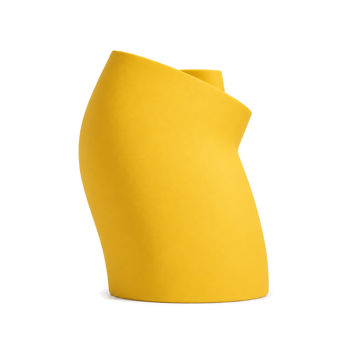 Curva Sculptural Vase – yellow front view curva sculptural vase