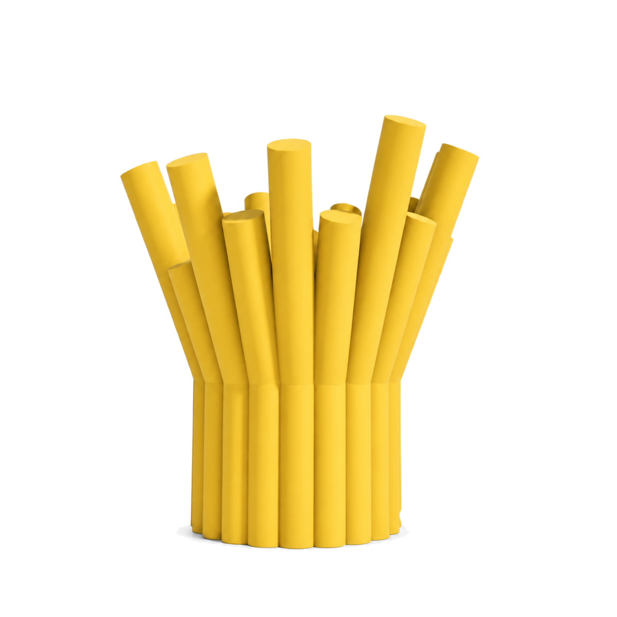 Rivolo Sculptural Vase – yellow front view rivolo sculptural vase