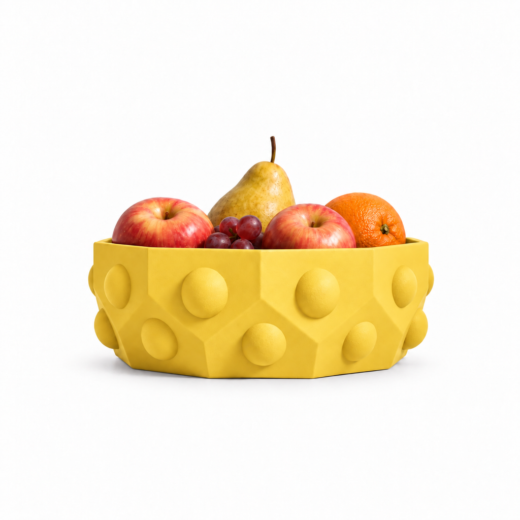 Numana Fruit Bowl – Yellow front with fruit