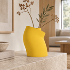Curva Sculptural Vase – yellow lifestyle oak living room curva sculptural vase
