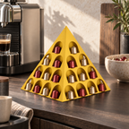 Fiastra Pyramid Nespresso Capsule Organizer – yellow lifestyle smoked oak coffee station pyramid nespresso capsule holder