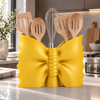 Fiastra Farfalle Kitchen Utensil Holder – yellow lifestyle smoked oak kitchen farfalle kitchen utensil holder