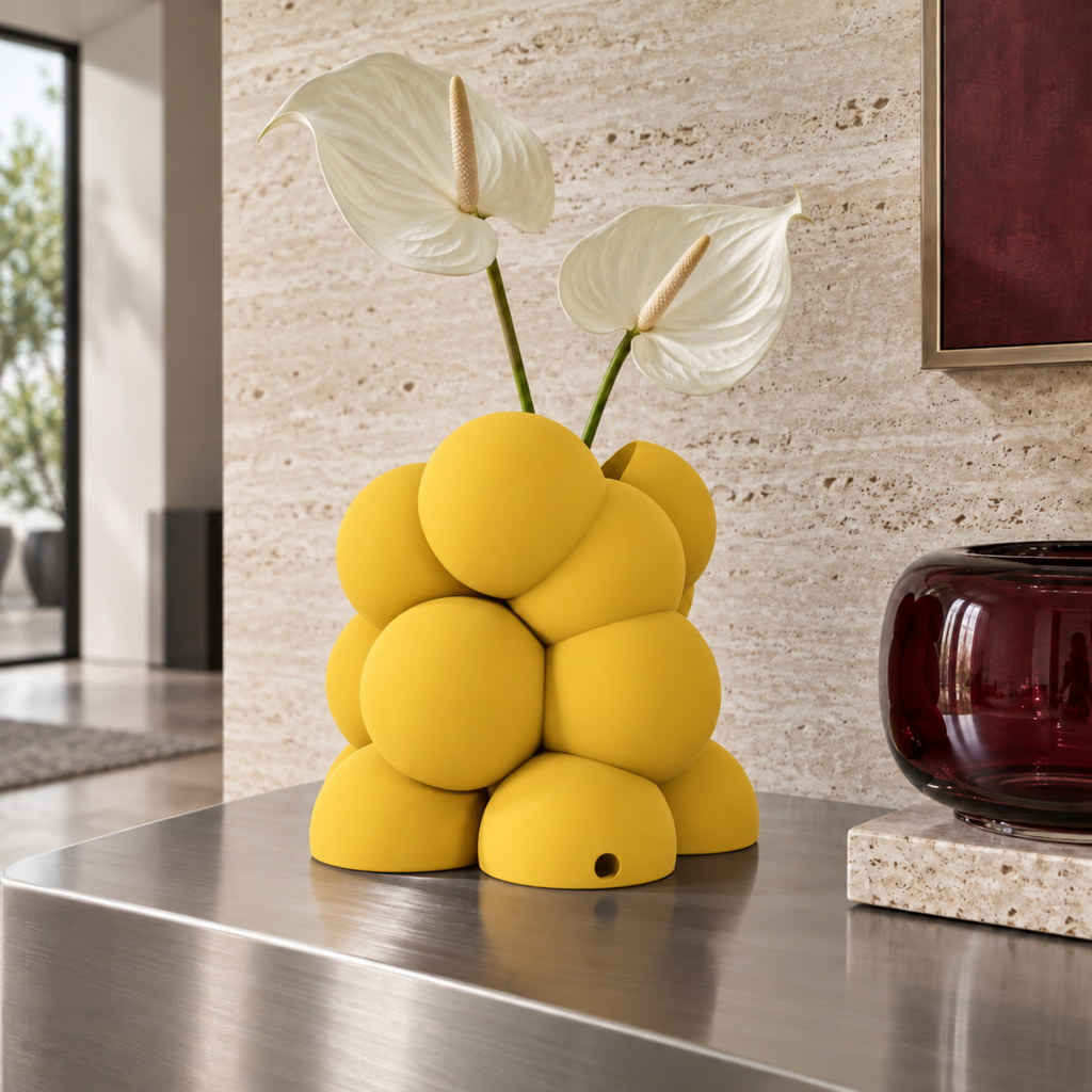 Bollare Sculptural Vase – yellow lifestyle steel entry bollare sculptural vase