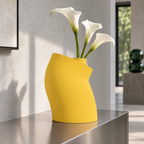 Curva Sculptural Vase – yellow lifestyle steel entry curva sculptural vase