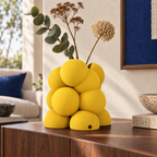 Bollare Sculptural Vase – yellow lifestyle walnut living room bollare sculptural vase