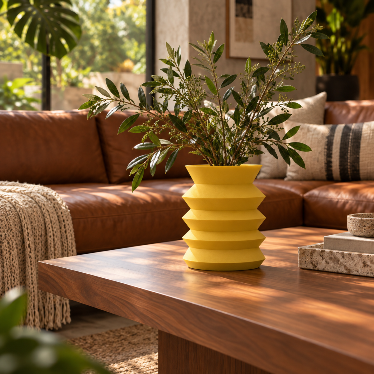 Bresivelle Vase Medium – yellow lifestyle warm living room bresivelle vase
