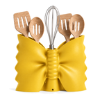 Fiastra Farfalle Kitchen Utensil Holder – yellow styled product view farfalle kitchen utensil holder