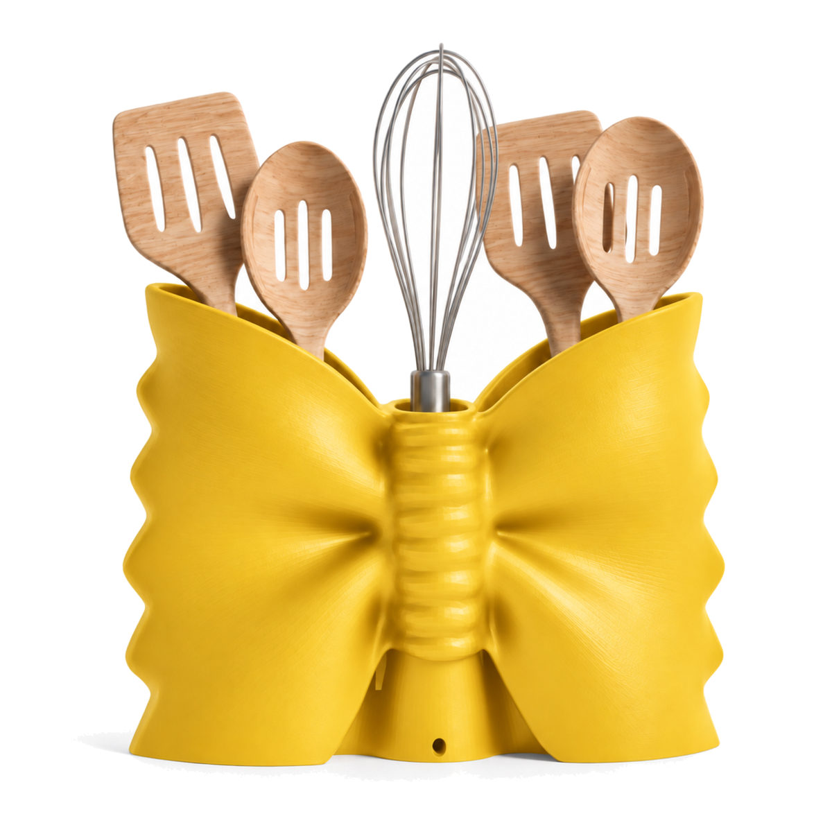 Fiastra Farfalle Kitchen Utensil Holder – yellow styled product view farfalle kitchen utensil holder