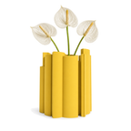 Marova Sculptural Vase – yellow styled product view marova sculptural vase